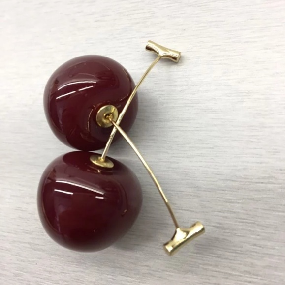 *1 left* Dark Juicy Cherry Dangle Acrylic Earrings - Picture 4 of 5